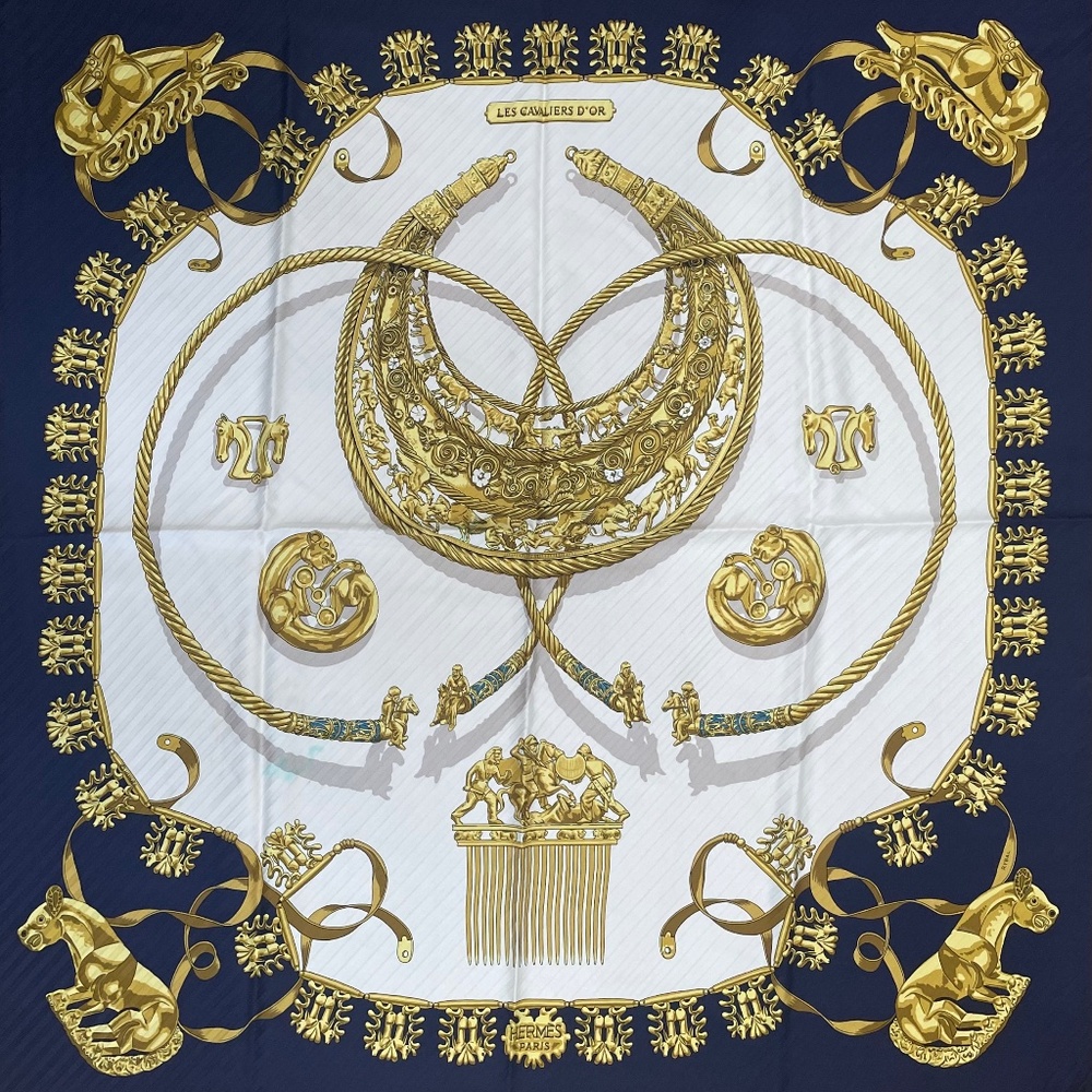 Hermes Scarf Carre 90 “Les Cavaliers d’Or”